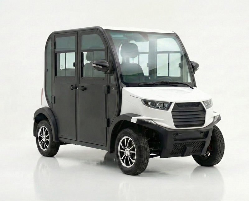 Crown 4 Air-Conditioned 4-Seater Electric Golf Cart with 170Ah AGM  Battery & Standard Tires | LSEV (White) - Image 1